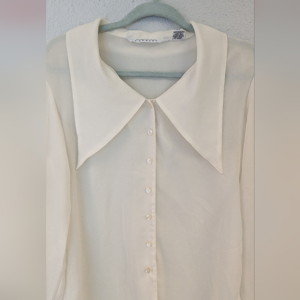 90's Express Triangle Collar Button Up Blouse - image 2